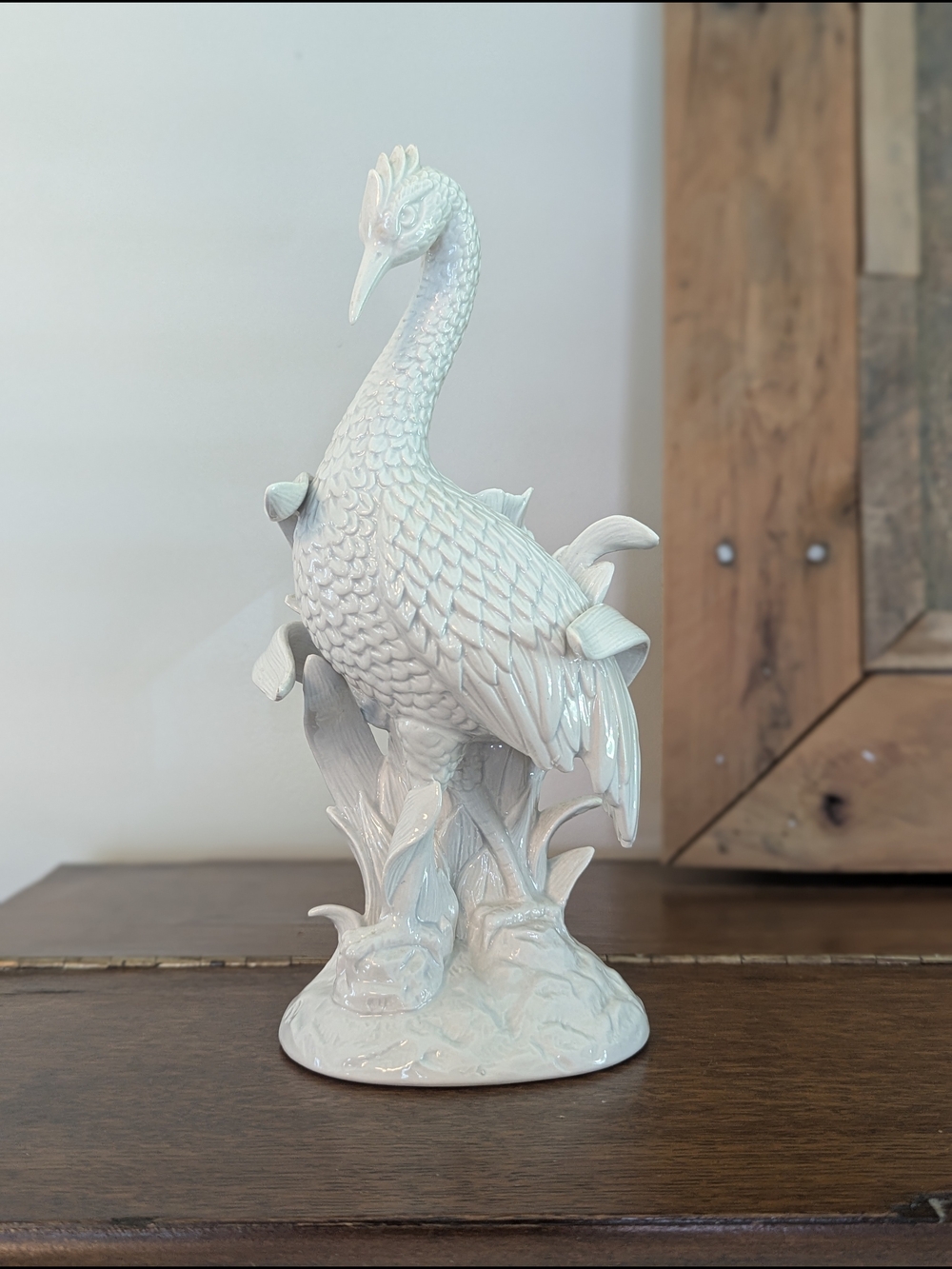 Fitz and Floyd White Porcelain Crane Candlestick Holder Vintage 1970's
